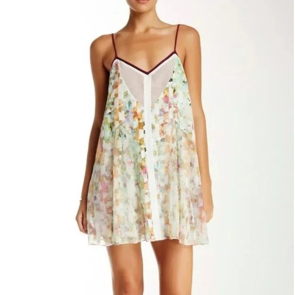 Elizabeth and James Linda Silk Abstract Cami Slip Mini Dress Small